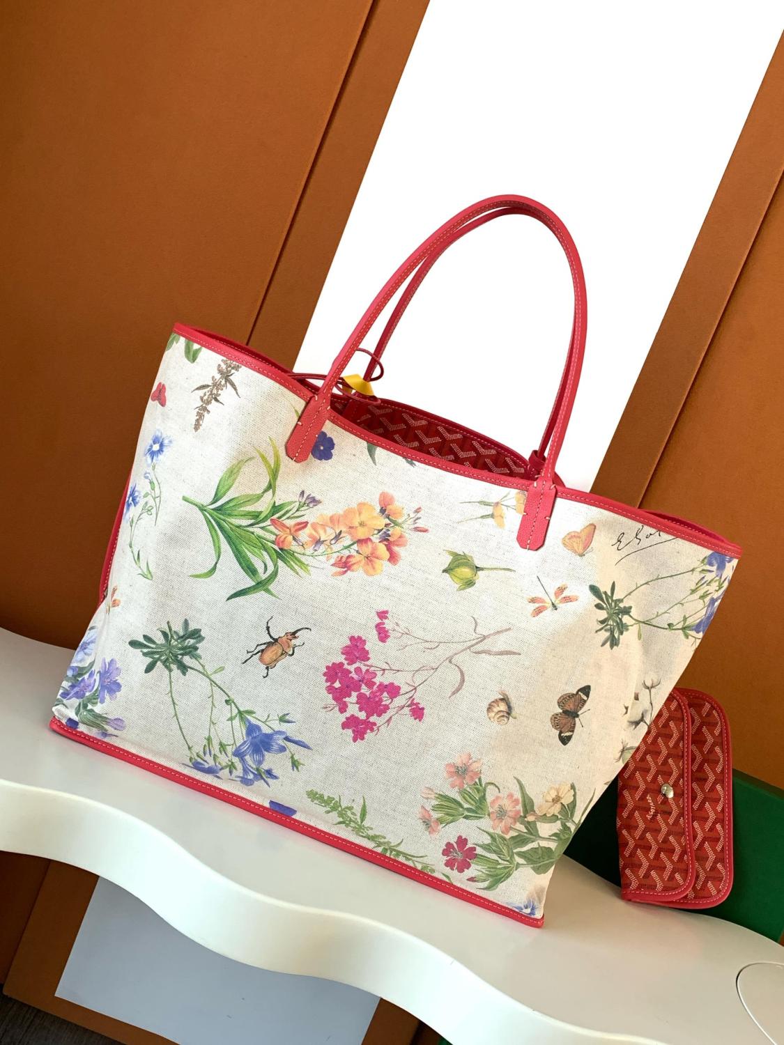 GOYARD Saint Louis Women's Solid Color Y Printing Double Sided Canvas Spell Cowhide Shopping Bag Tote Bags #76436