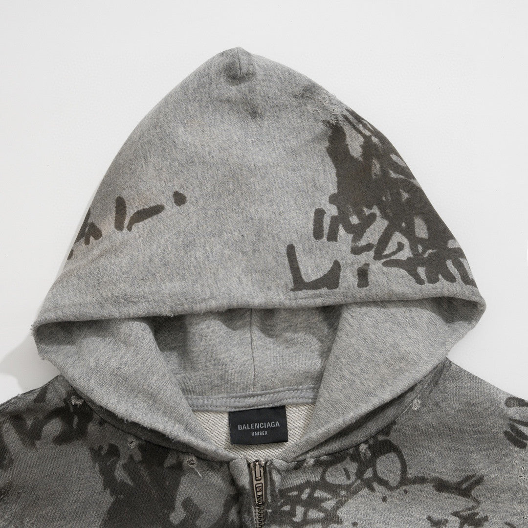 Balenciaga Skater Zip Up Hoodie Medium Fit Baggy Sweatpants Ngvp #6481