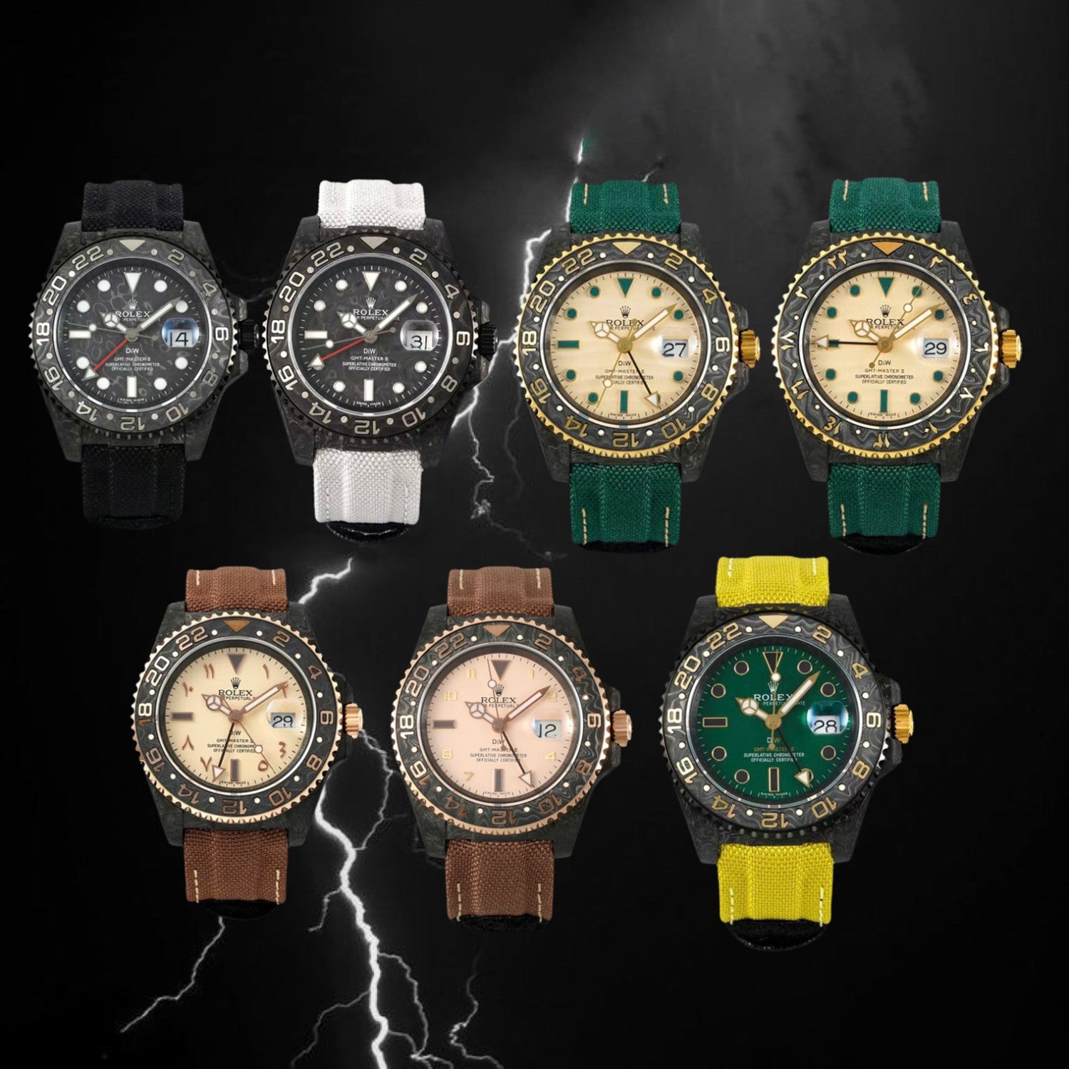 DIW Rolex GMT-Master ll V3 Men's Colour Block Automatic Cotton and Linen Strap Mechanical Watch #76778