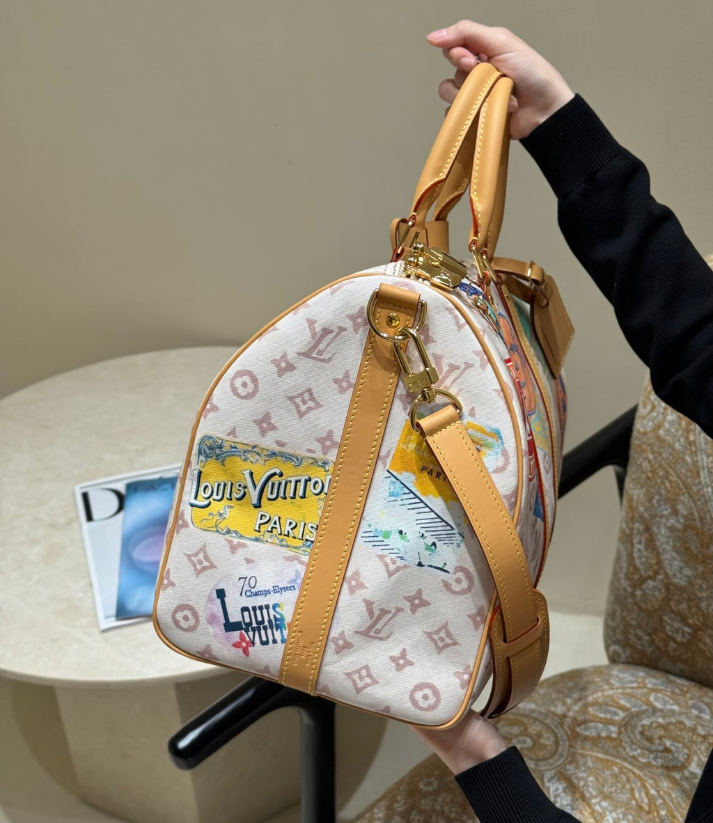 Louis Vuitton Keepall Bandoulière 50 Men's Detachable Adjustable Shoulder Strap Zipper Closure Canvas with Leather Shoulder Slanting Tote Travel Bag Bags #76935