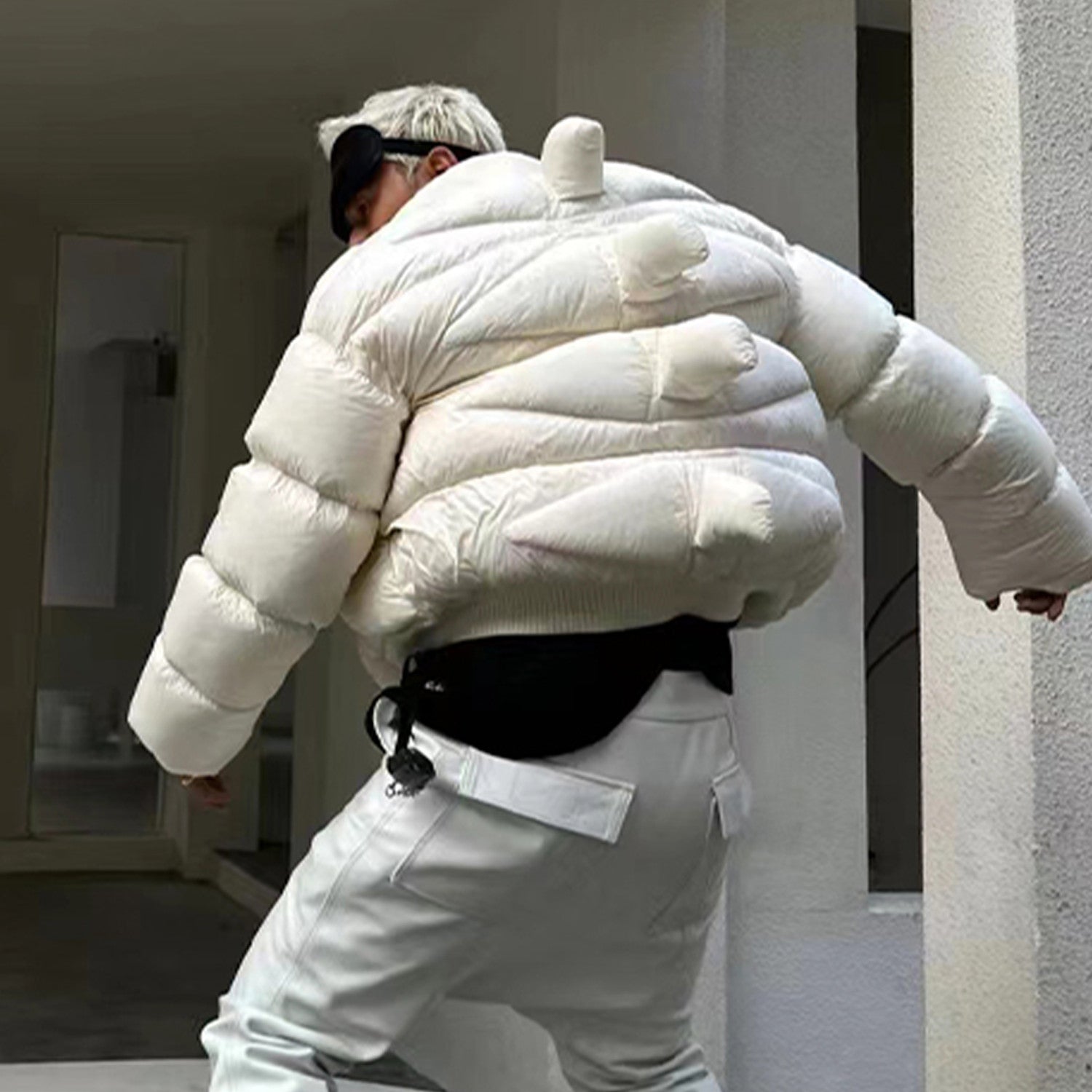 Rick Owens Men's And Women's Fall And Winter Dinosaur Down Jacket White Handmade Customized Tyrannosaurus Rex Design Ski Suit Thickened White Duck Down Ngvp #8862