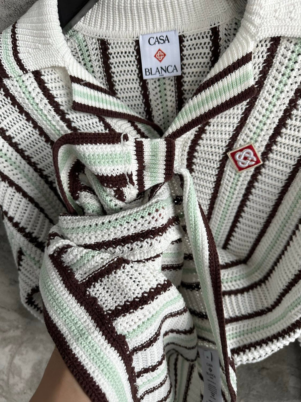 CASABLANCA 25SS Men's Brown Vertical Striped Long-sleeved Sweater Cardigan #333098