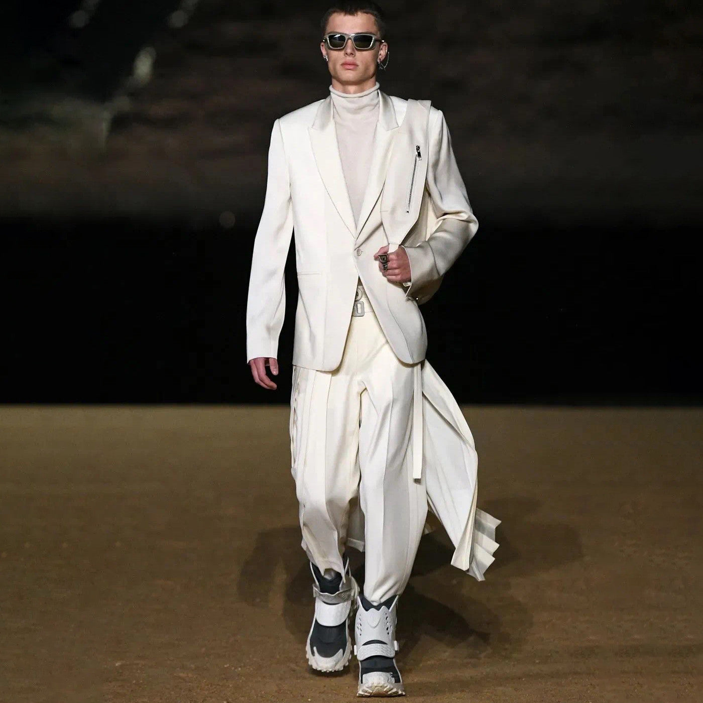 Dior Men's And Women's White Wool Single-breasted Blazer Top Jacket Pleated Bustier Skirt Pants Three-piece Set Suit #73599