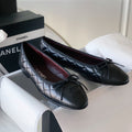Chanel Women's Spring/Summer Solid Color Diamond Textured Leather Ballet Shoes #77665