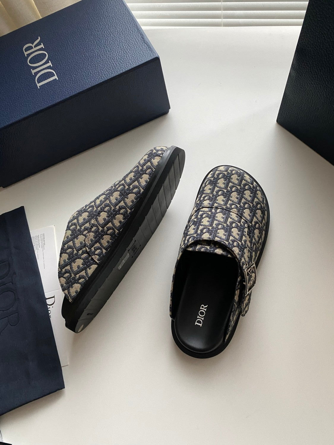Dior Aqua Men's Summer Solid Color Letter Print Buckle Design Mule Shoes Sandals #77185