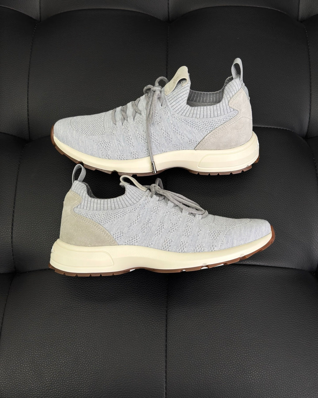 DIOR B80 Lounge Sneaker Dior Gray Cannage Cashmere Wool and Silk Knit with Dior Gray Suede#336623