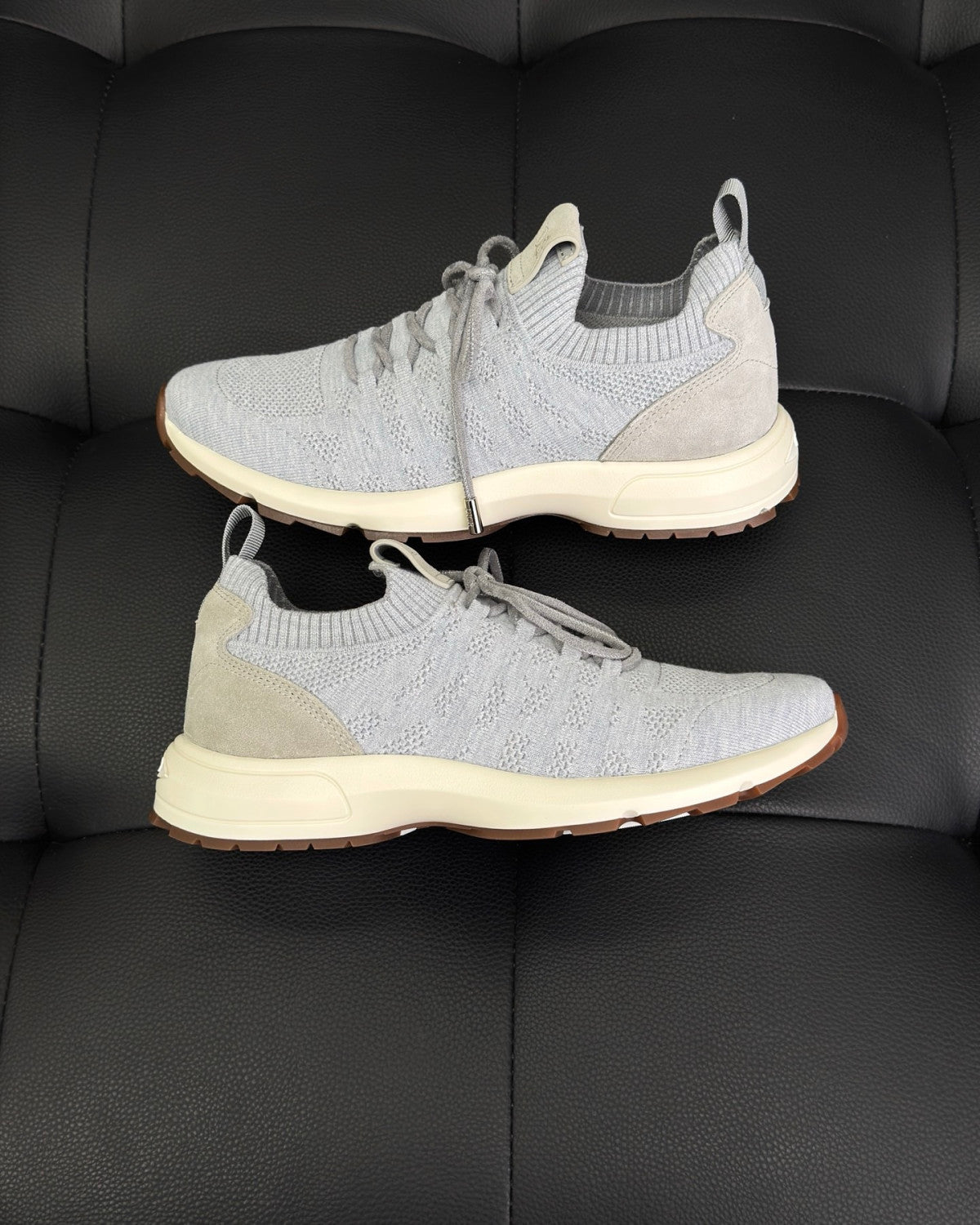 DIOR B80 Lounge Sneaker Dior Gray Cannage Cashmere Wool and Silk Knit with Dior Gray Suede#336623