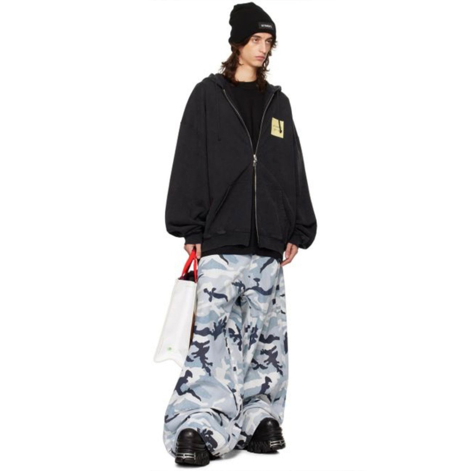Vetements Men's Snow Camouflage Blue Baggy Jeans Loose Casual Denim Pants High Street Fashion Trend Design Trousers  Ngvp #9989