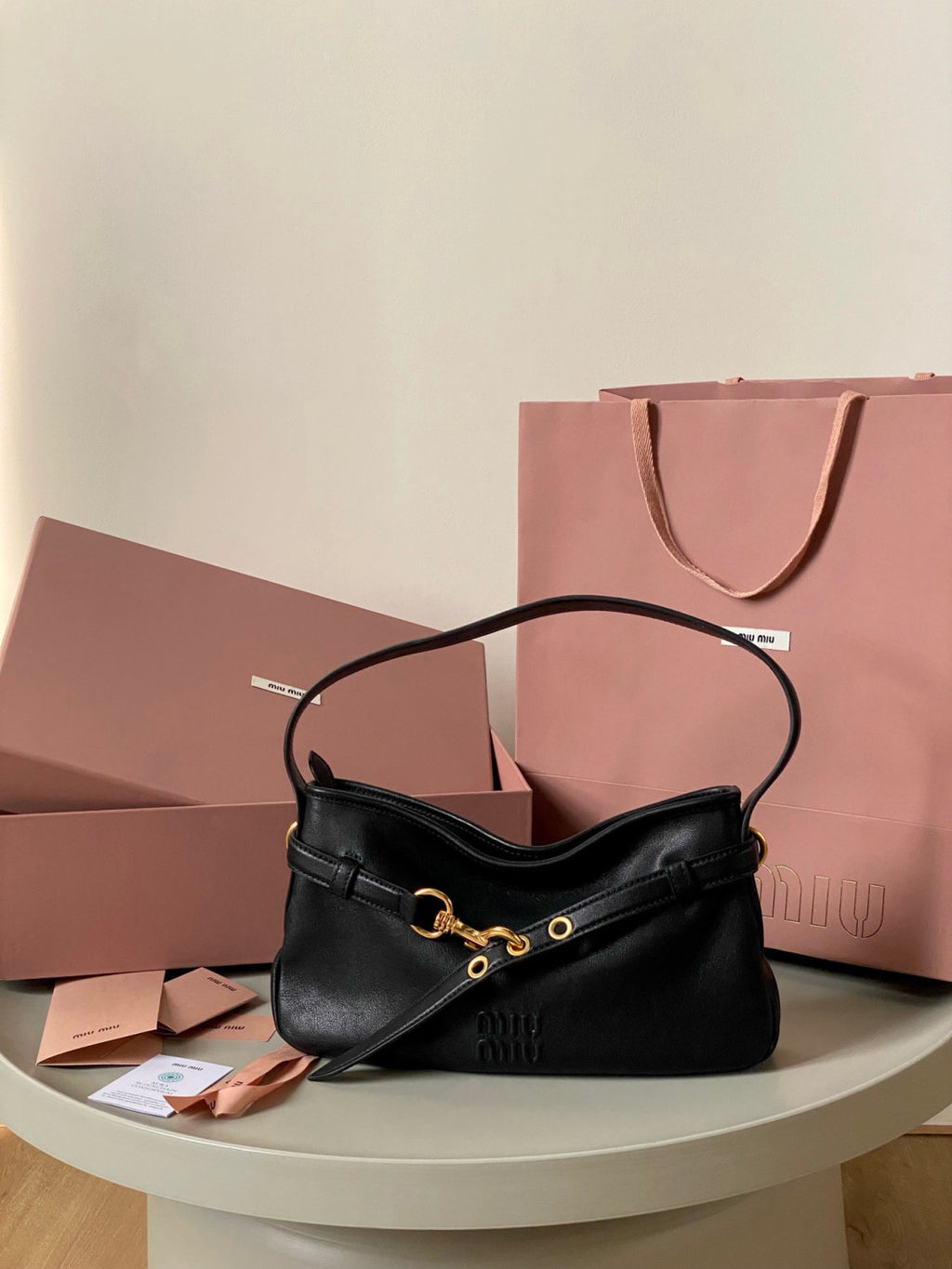 MiuMiu Aventure Nappa Suede Underarm Bag A Stylish Trendy Leather Clutch Buckle Elegant Casual And Cool Belt Buckle Bags #F0021m88 #195781