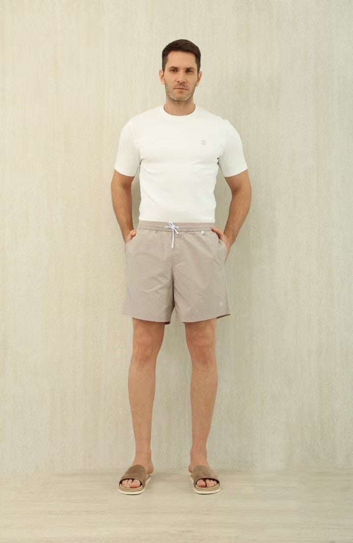 Loro Piana Men's Summer Letter Solid Color Mid Waist Tie Straight Bay Swim Shorts Ngvp #9959