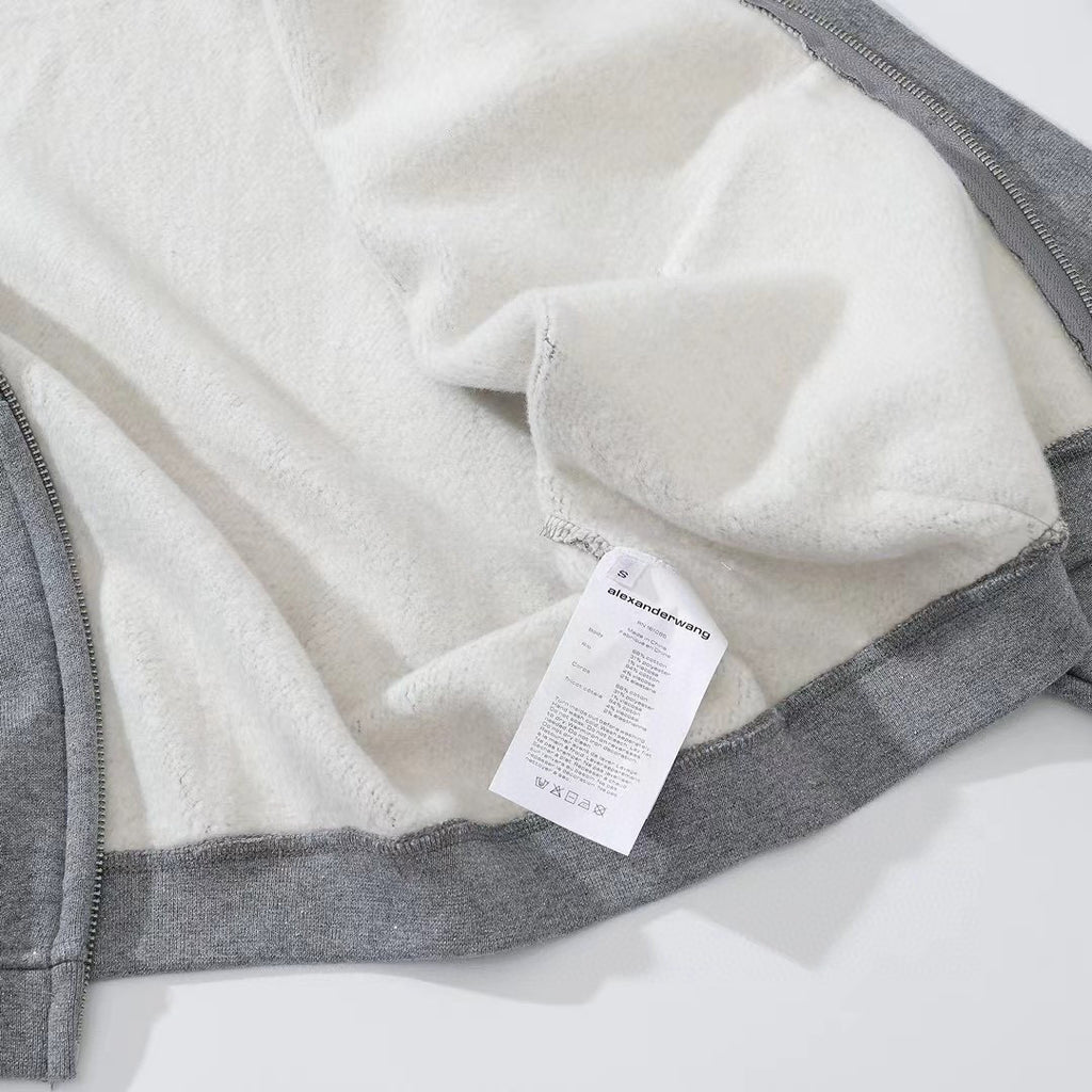 Alexander Wang Gray Zippered Loose Hooded Sweatshirt Ngvp #6687