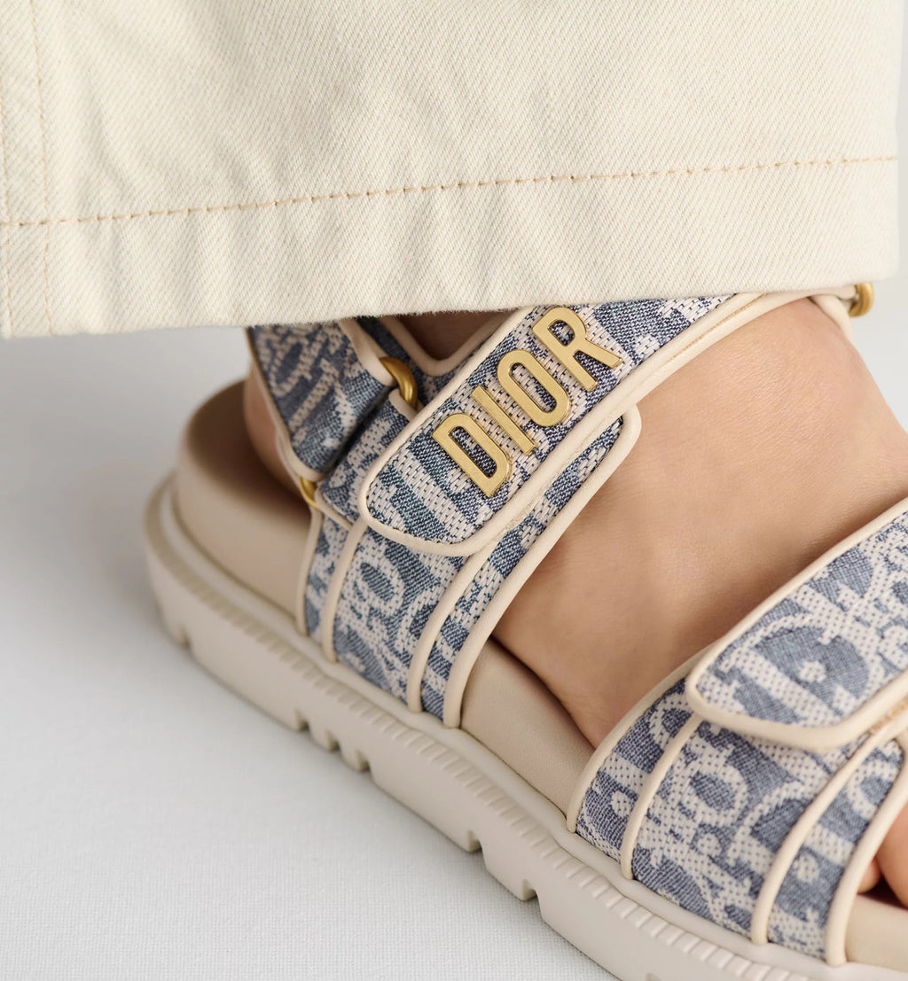Dior Women's Summer Dioract Checkered Fabric Jacquard Round Head Velcro Solid Color Beach Sandals Casual Shoes #81261