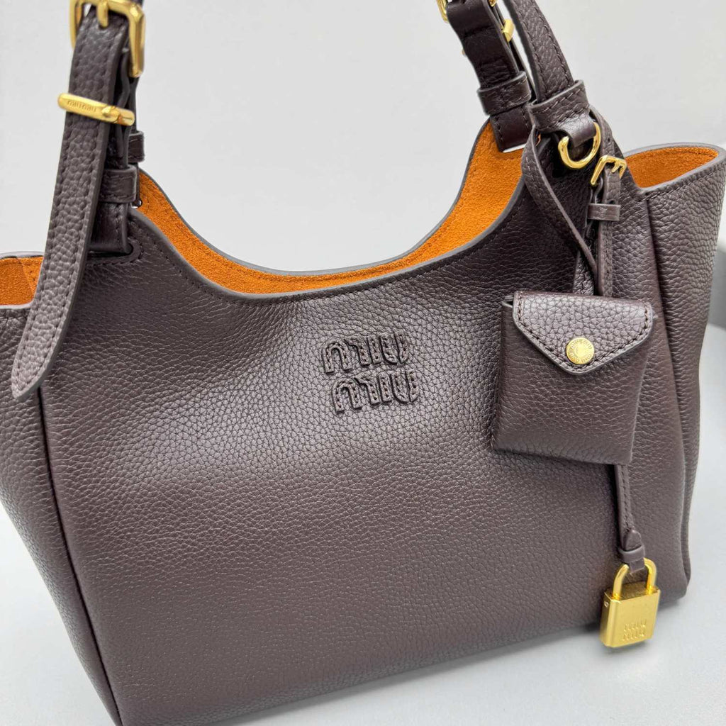 MiuMiu Women's Fashion Classic Solid Color Grain Leather Logo Handbag Shoulder Bag Bags 5BA304_2IFL_F0ZKS #79515