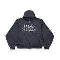 Balenciaga ﻿Men's And Women's Retro High Street Fashion Designer Pulled Zipper Large Fit Hoodie With Letter Print Faded Black Sweatshirt Ngvp #2285