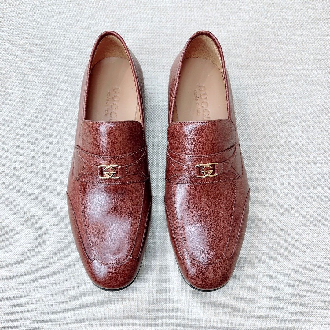 Gucci Men's & Women's Spring/Fall Fashion Casual Solid-Color Round-Toe Slip-On Leather Loafers Shoes #78667