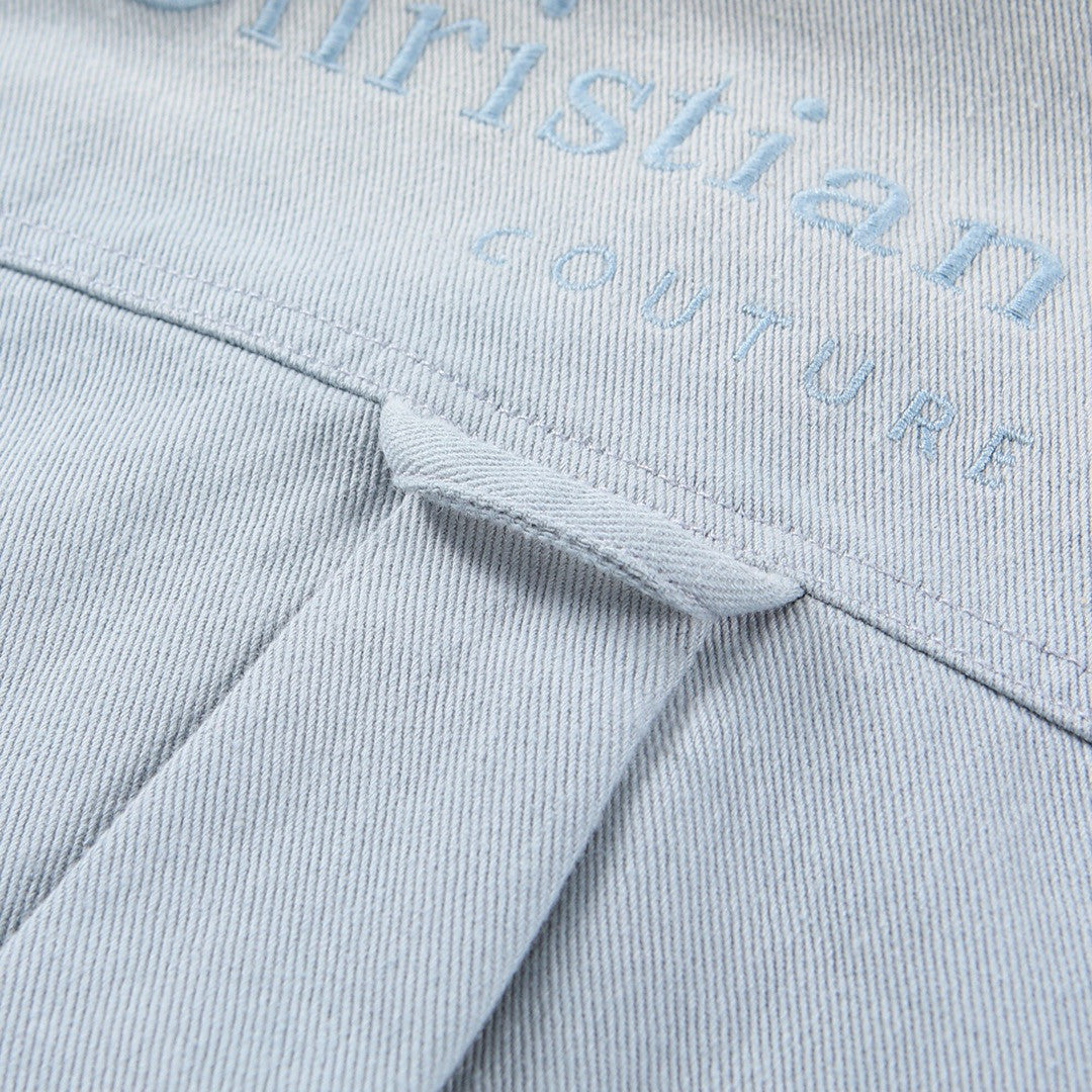 Dior Men's Spring And Autumn Long Sleeved Single Breasted Christian Couture Reversible Shirt Blue Cotton Denim #97745