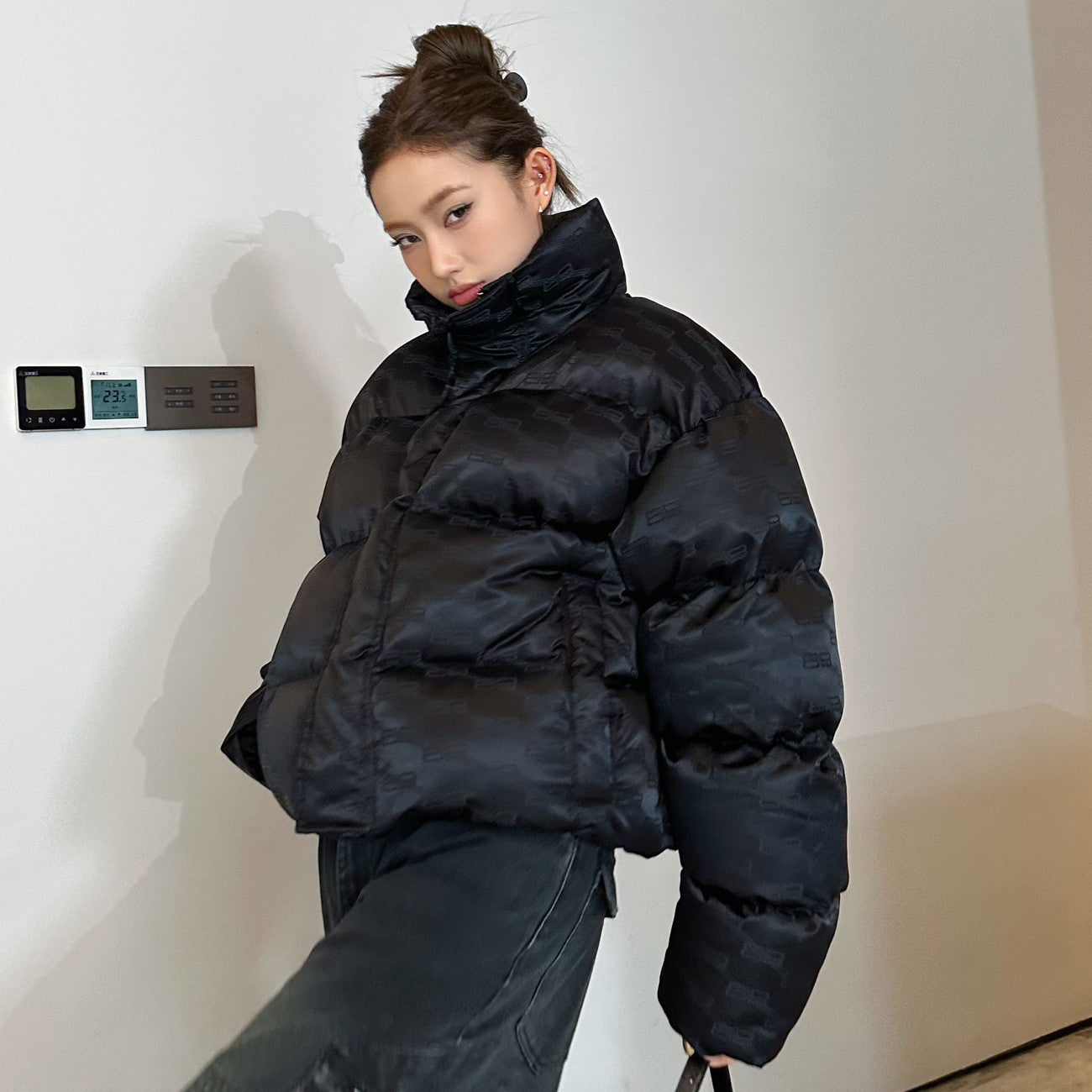 Balenciaga Men's Women's Autumn And Winter Standing Collar Solid Color Zipper Long Sleeve Puffer Down Jacket #73316
