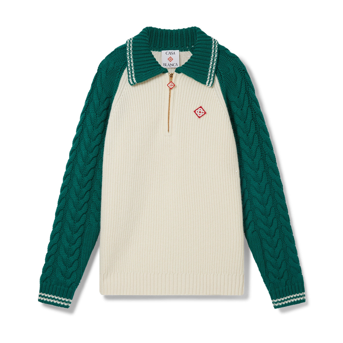 Casablanca Men's And Women's Spring/fall Fashion Casual Collared Half-zip Logo Wool Knit Sweater #78495
