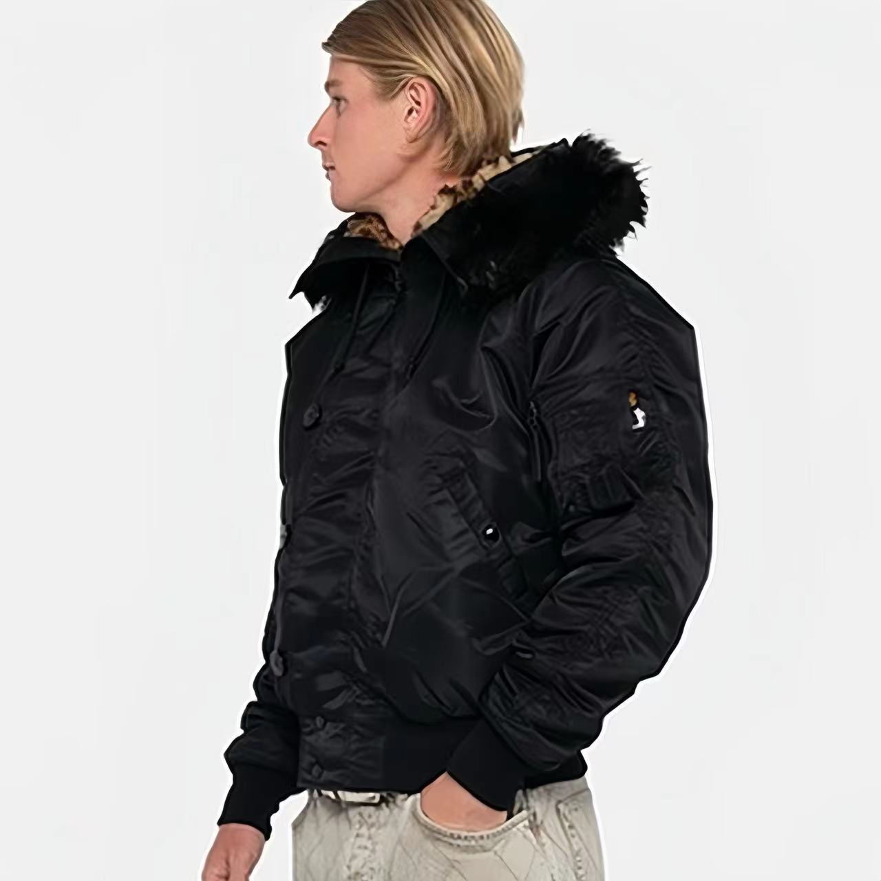 Stussy Men's And Women's Fall And Winter Fashion Leopard Lining Hooded Fur Collar Short Jacket Thickened Coat Ngvp #7654