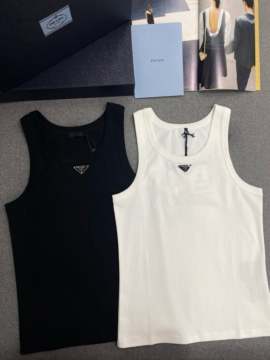 Prada Men's Summer Solid Color Logo Crew Neck Cotton Vest Top #76535