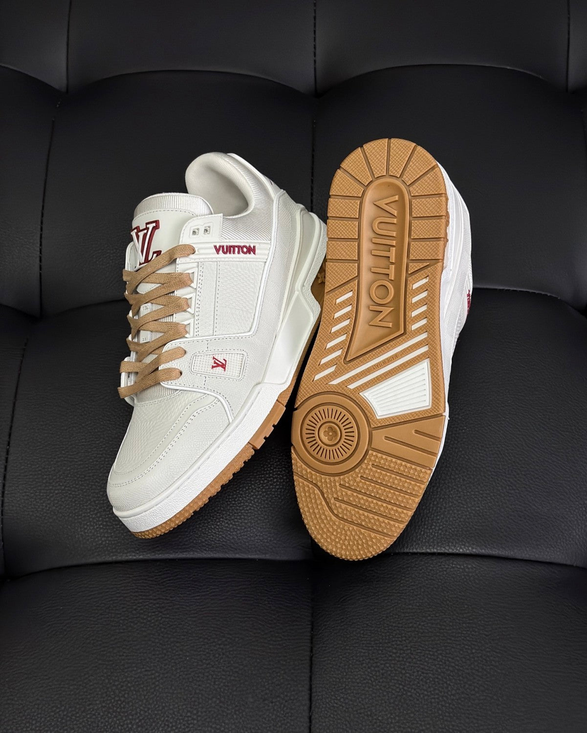 Louis Vuitton LV Trainer Men's Four Seasons Solid Color Cowhide Low-top Lace-up Flat Casual Shoes #76943