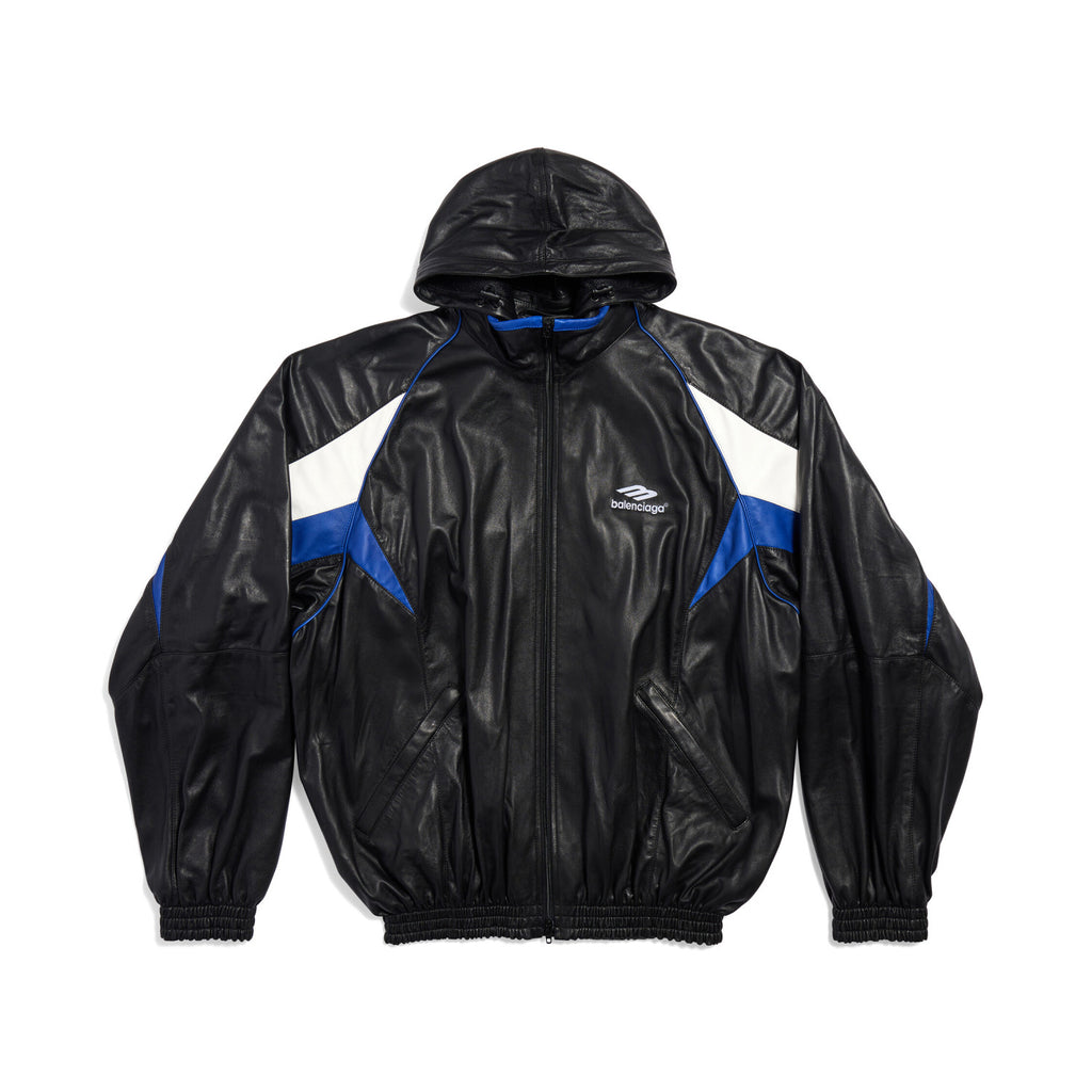 Balenciaga Leather Hooded Zip Jacket #96691