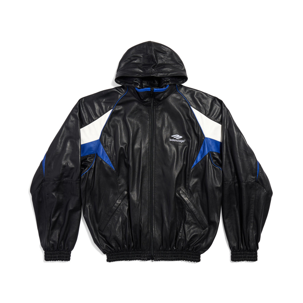 Balenciaga Leather Hooded Zip Jacket #96691