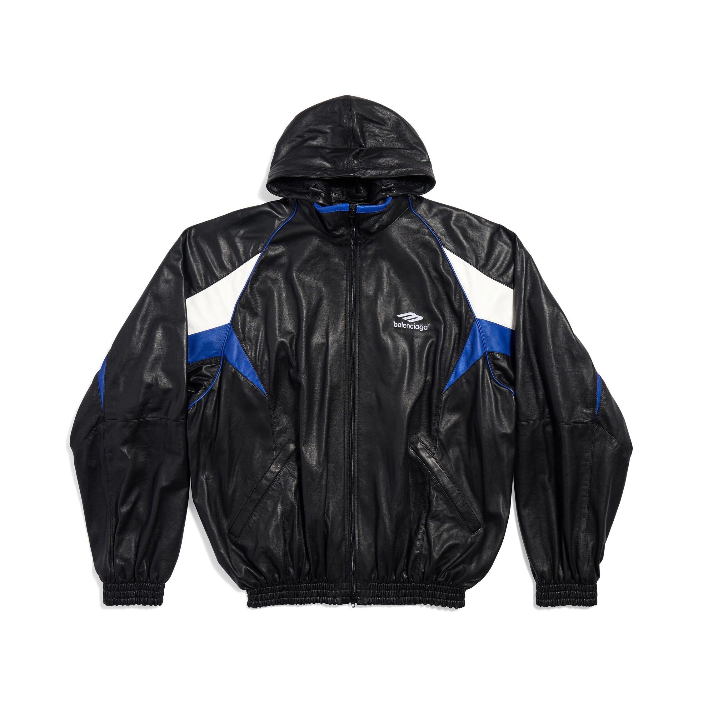Balenciaga Leather Hooded Zip Jacket #96691