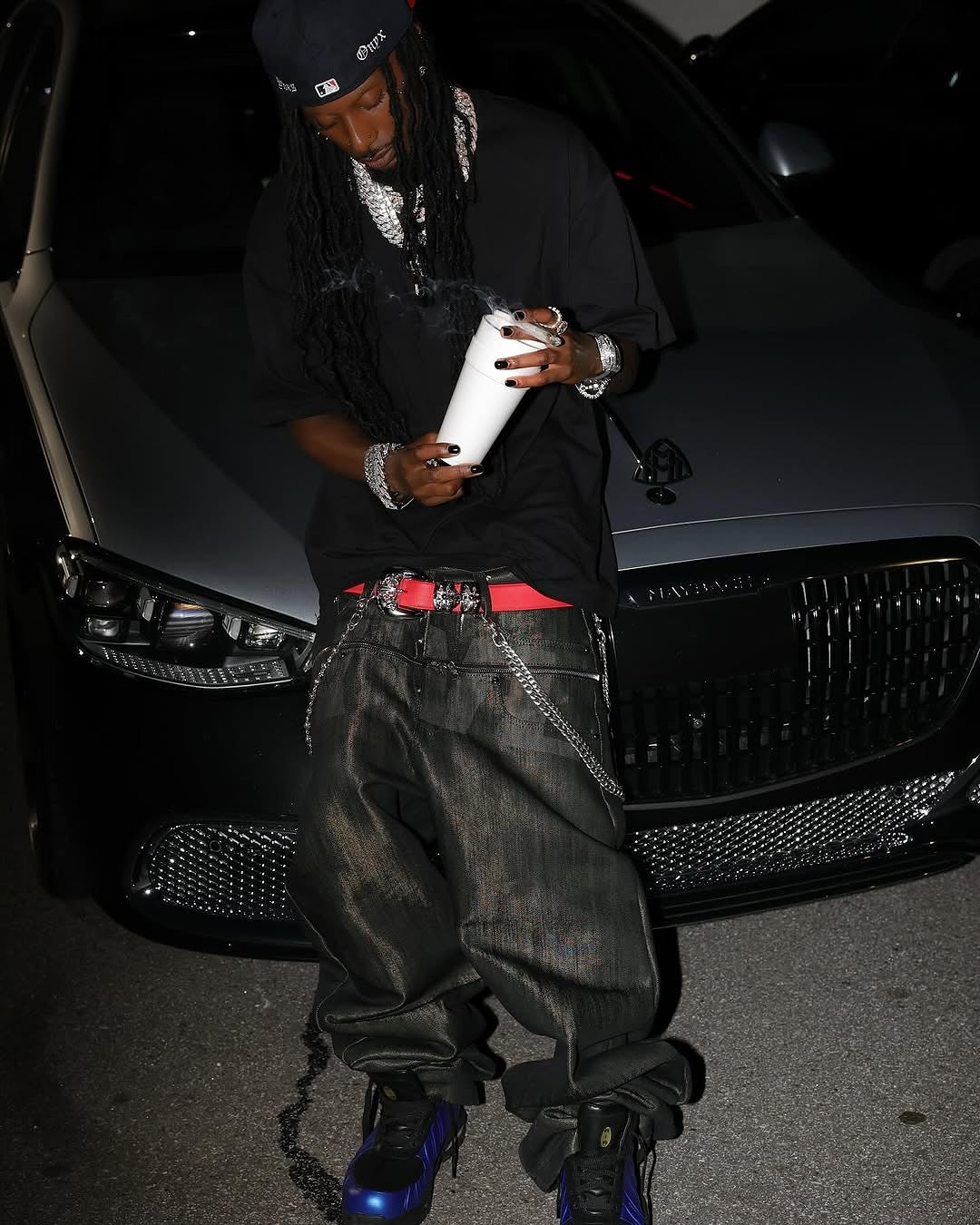 Opium Yvl Style Playboicarti Same Silky Brush Wax Zipper Dark Denim Pants Zipper High Street Vintage Pants Spring Summer Ngvp #1747