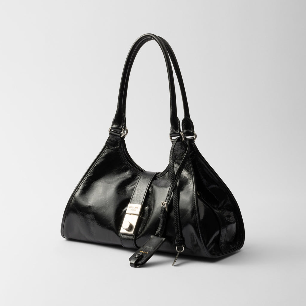 Prada Women's Fashion Classic Solid Color Leather Monogram Lock Clasp Medium Leather Tote Bag Shoulder Bag Bags #78672