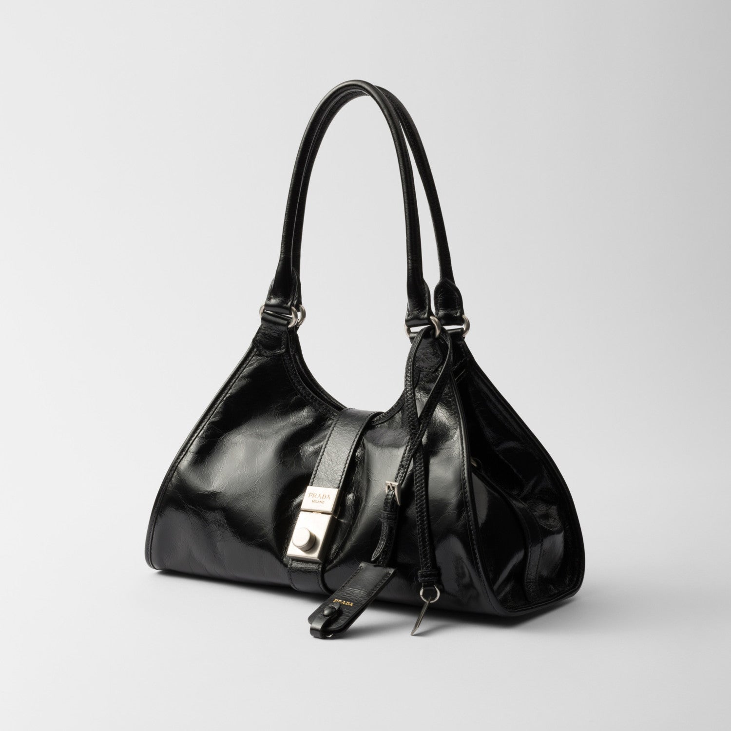 Prada Women's Fashion Classic Solid Color Leather Monogram Lock Clasp Medium Leather Tote Bag Shoulder Bag Bags #78672