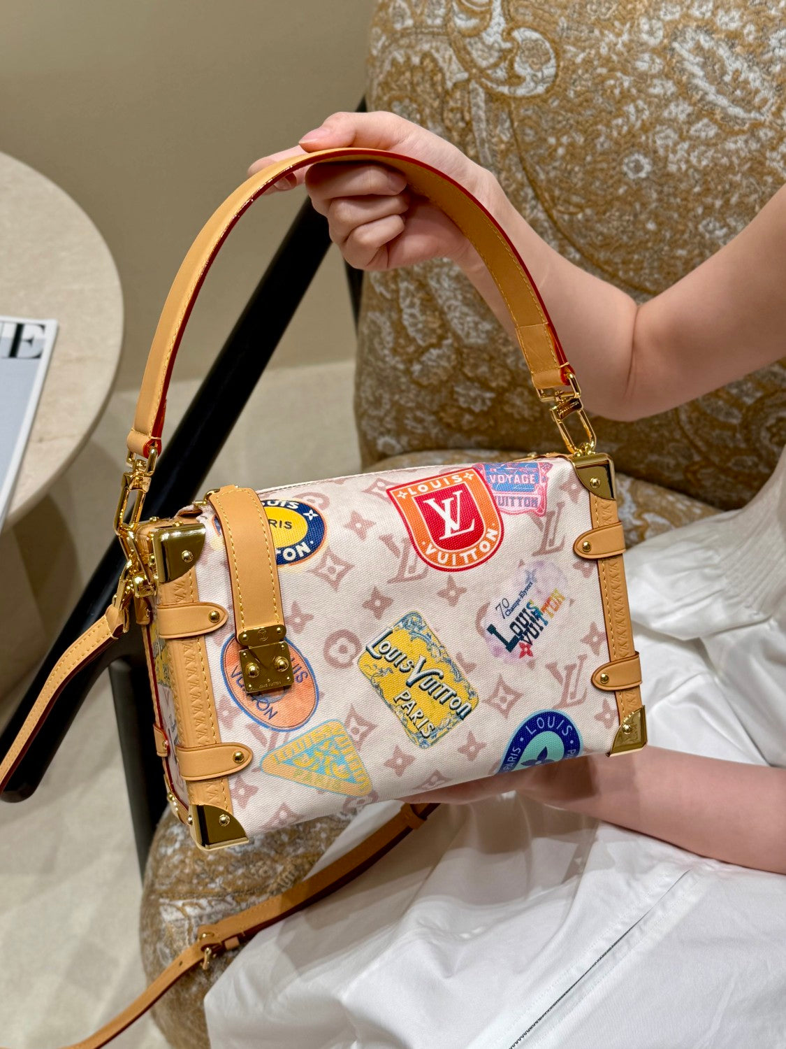 Louis Vuitton Side Trunk Women's Flight Mode Vintage Iconic Monogrammed Coated Canvas Shoulder Crossbody Tote Bag Bags #76936