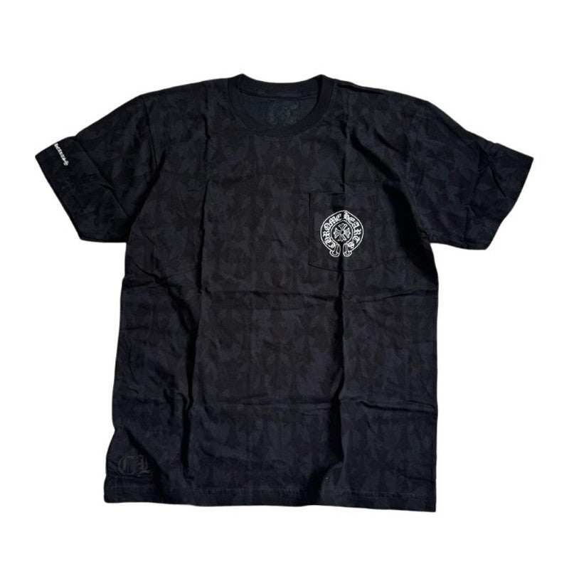 Chrome Hearts Men's Summer Black Logo Printed Round Neck Straight Short Sleeve T-Shirt #99844