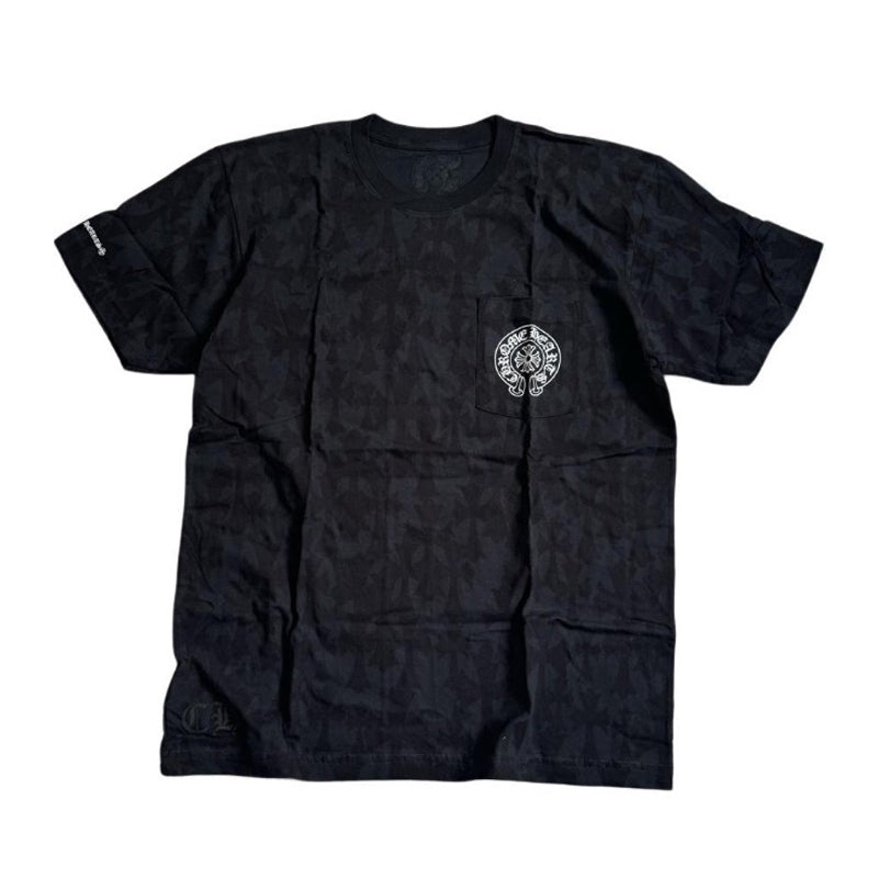 Chrome Hearts Men's Summer Black Logo Printed Round Neck Straight Short Sleeve T-Shirt #99844