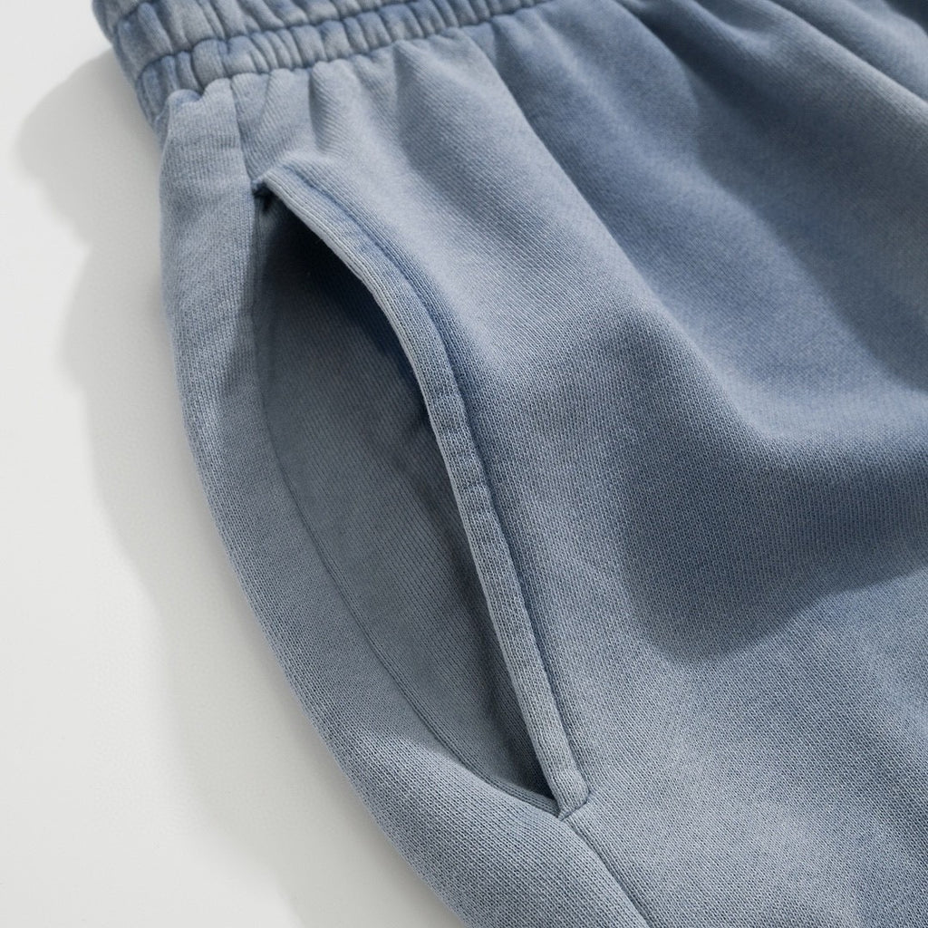 Balenciaga Men's Summer Blue Logo Embroidered Washed Vintage Stretch Waistband Shorts Pants #72117