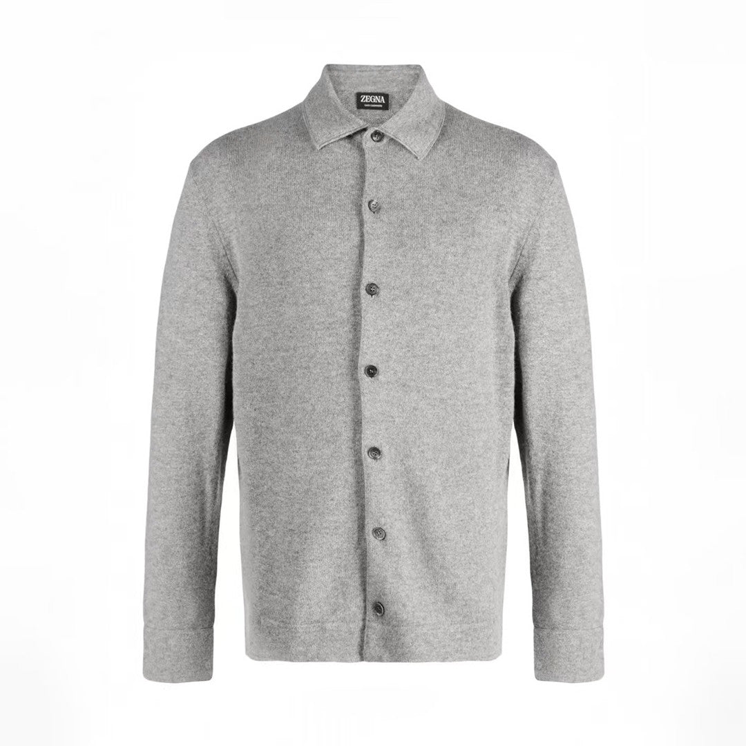 Ermenegildo Zegna Men's Spring. Summer. Autumn Cashmere Silk Lapel Long Sleeved Single Breasted Solid Color Shirt Ngvp #2564
