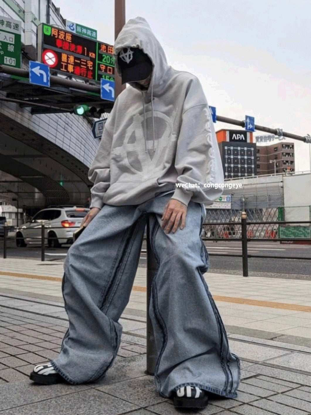 Vetements Men And Women With The Same Paragraph Fall And Winter Double-sided Wear Washed Blue Wide-legged Loose Flare Jeans Jeans High Street Trend Casual Straight Pants Ngvp #2458