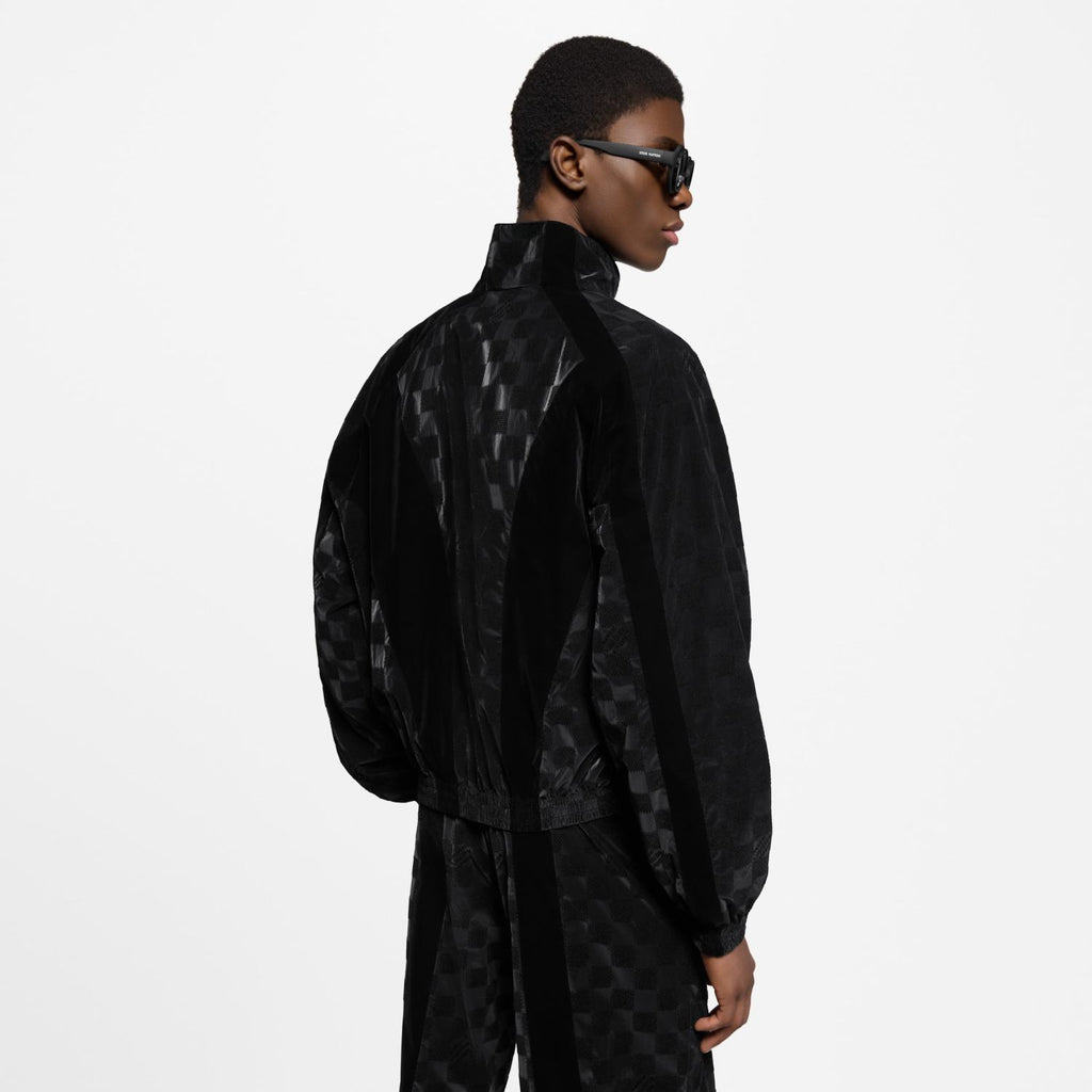 Louis Vuitton Men's Spring/summer Flocked Tech Jacket Tessellated Marque L.vuitton Déposée Logo Velvet Zipper Patchwork Jacket #81398