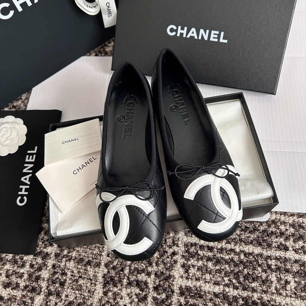 Chanel Lambskin Cambon Quilted Ballerina Flats #310355
