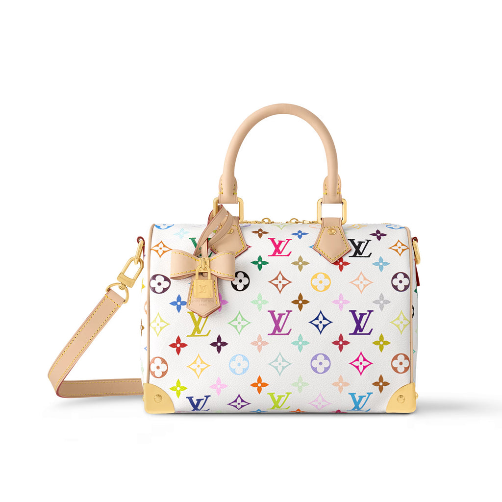 Louis Vuitton Lv X Tm Speedy Bandoulière 25 Women's Colorful Monogram Print Adjustable Detachable Strap Leather Shoulder Crossbody Bag Tote Bags #76128