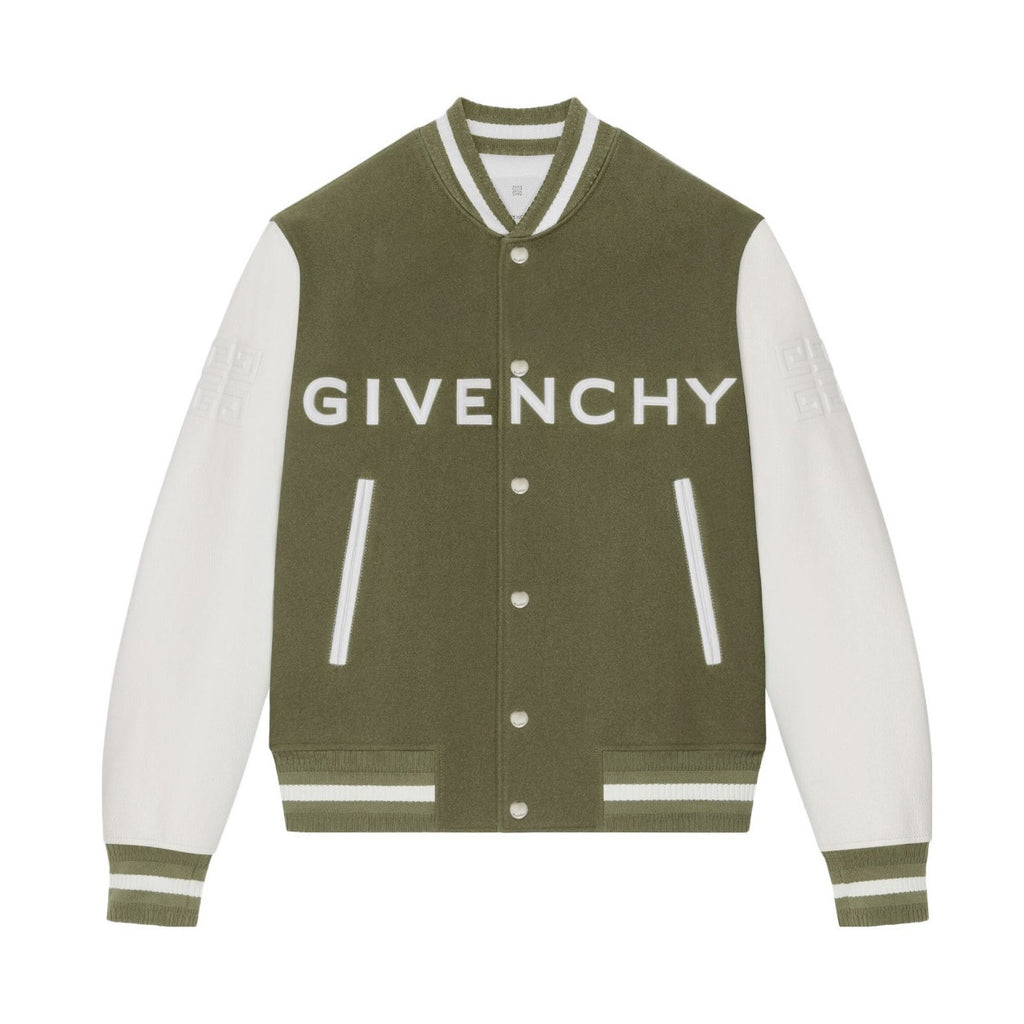 Givenchy Men's Autumn and Winter Color Blocking Single Breasted Wool and Leather Hooded Jacket #74364