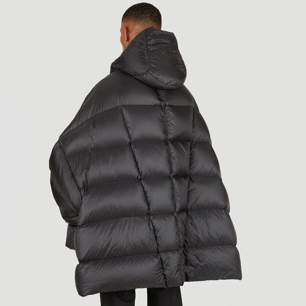 Rick Owens Men's Winter Diablo Style Solid Color Bat Sleeve Loose Hooded Long Sleeve Puffer Down Jacket Ngvp #8833