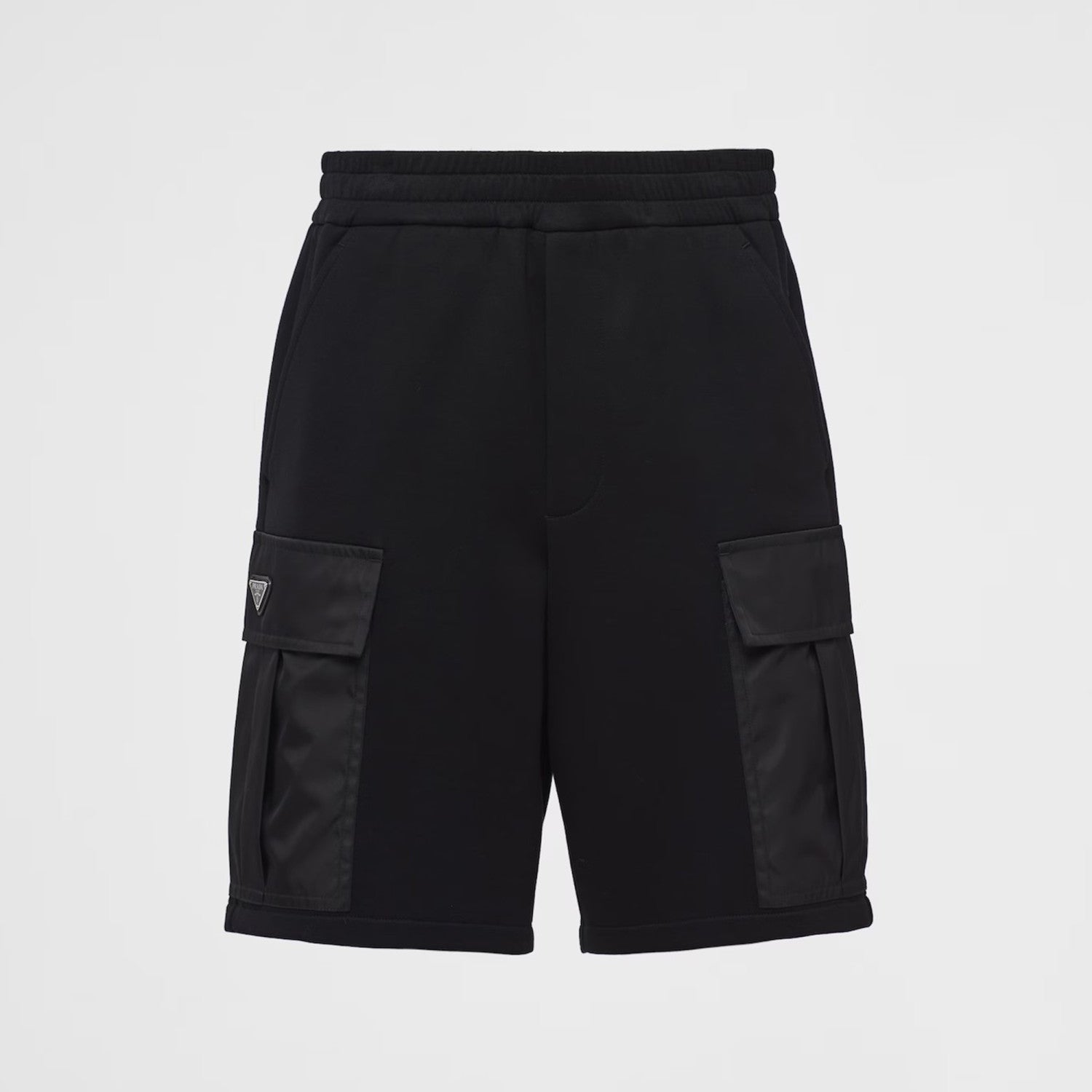 Prada Men's Summer Solid Color Re-Nylon Detail Cotton Fleece Bermuda Straight Casual Shorts #98714