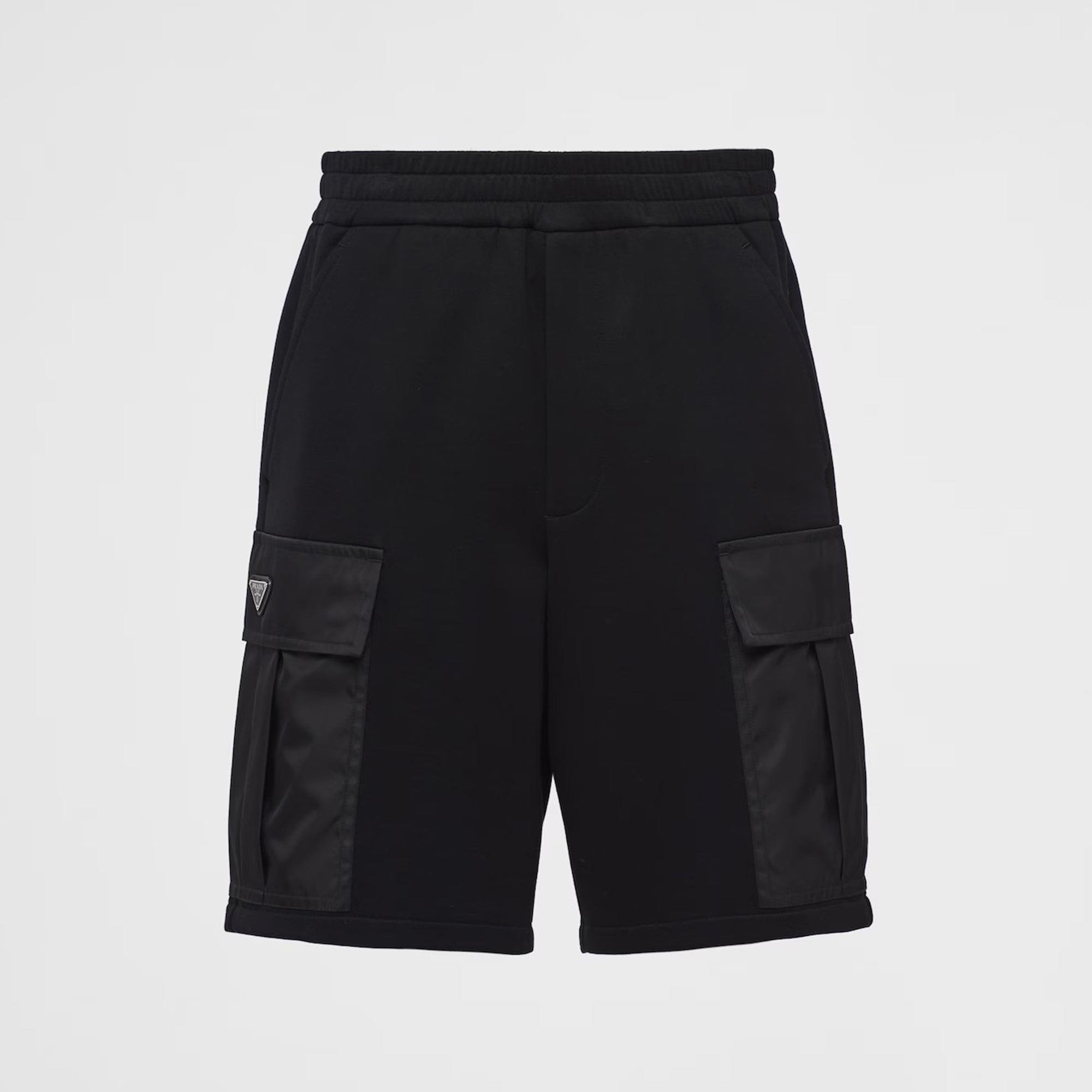 Prada Men's Summer Solid Color Re-Nylon Detail Cotton Fleece Bermuda Straight Casual Shorts #98714
