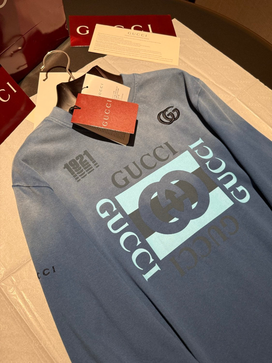 Gucci Men's And Women's Spring/Summer Solid Color Fashion Casual Gradient Print Plain Weave Long Sleeve Round Neck Sweatshirt #78275