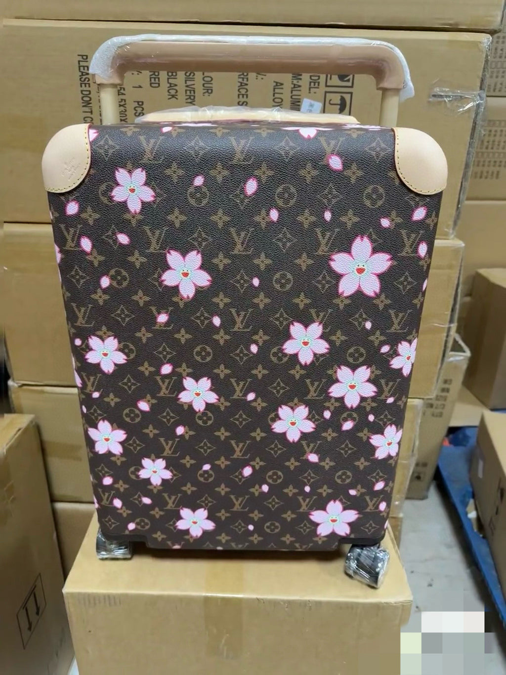 Louis Vuitton x Takashi Murakami Horizon Cherry Blossom Series 20-inch Luggage Coated Canvas Solid Color Travel Box Bag Bags M13788 #81581