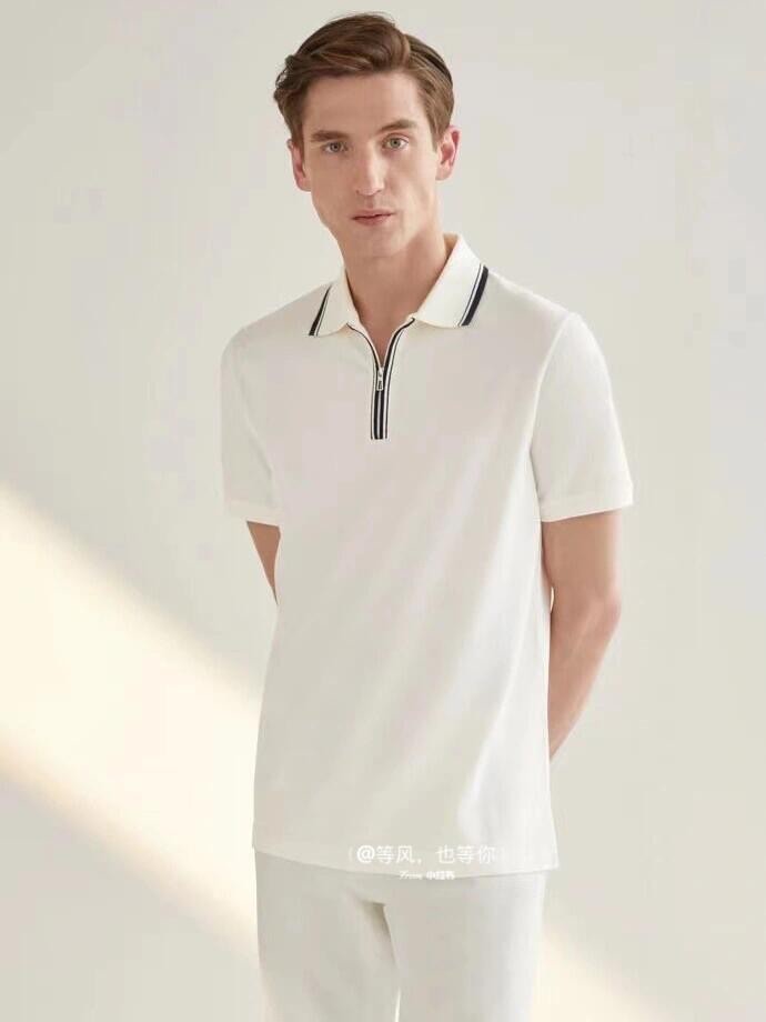 Loro Piana Men's Summer Fashion Solid Color Zip Lapel Zip Regatta Men's Short Sleeve Fitted Polo Shirt Ngvp #8591