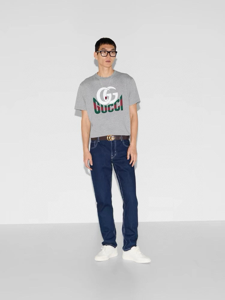 Gucci Men's Summer Monogram Printed Round Neck Cotton Short Sleeve T-Shirt #76681