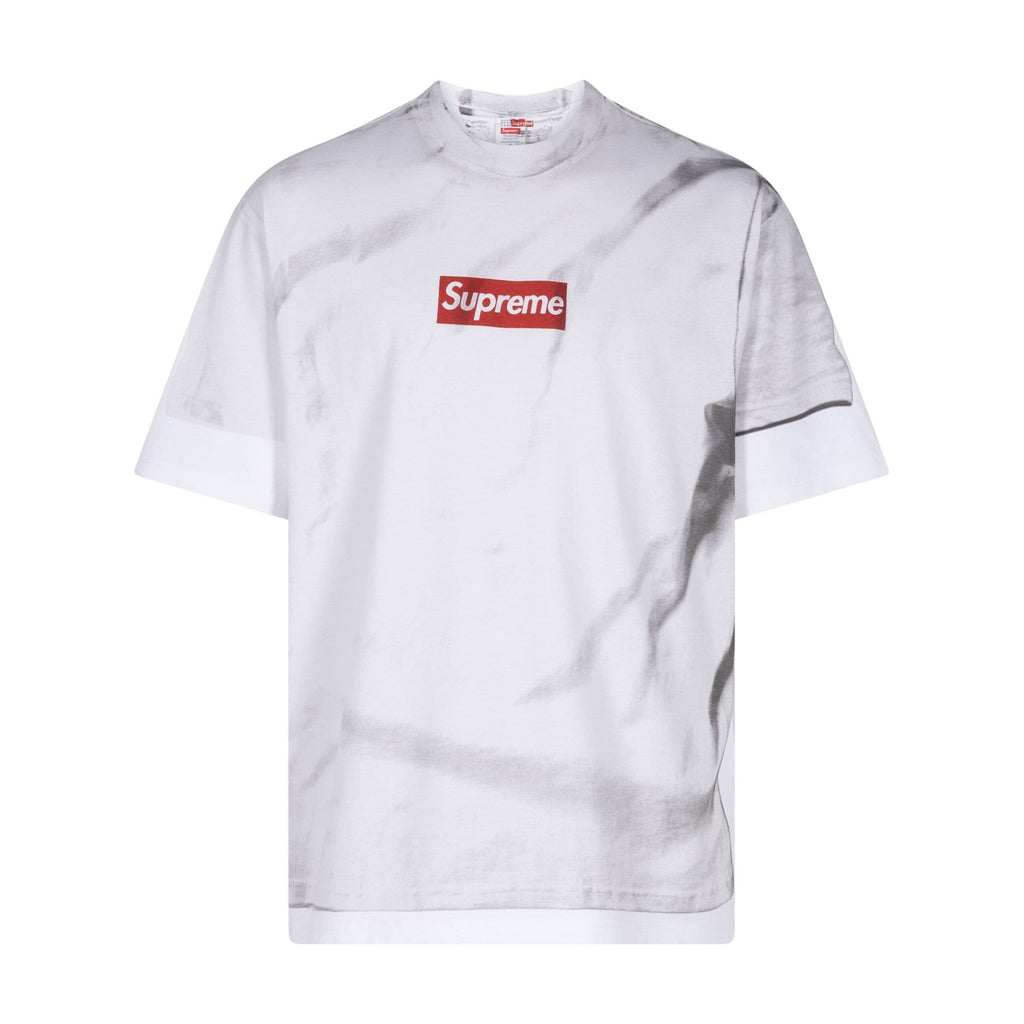Supreme x MM6 Maison Margiela Men's and Women's Summer Deconstructed False Two Piece Square Logo Short Sleeve T-Shirt #99239