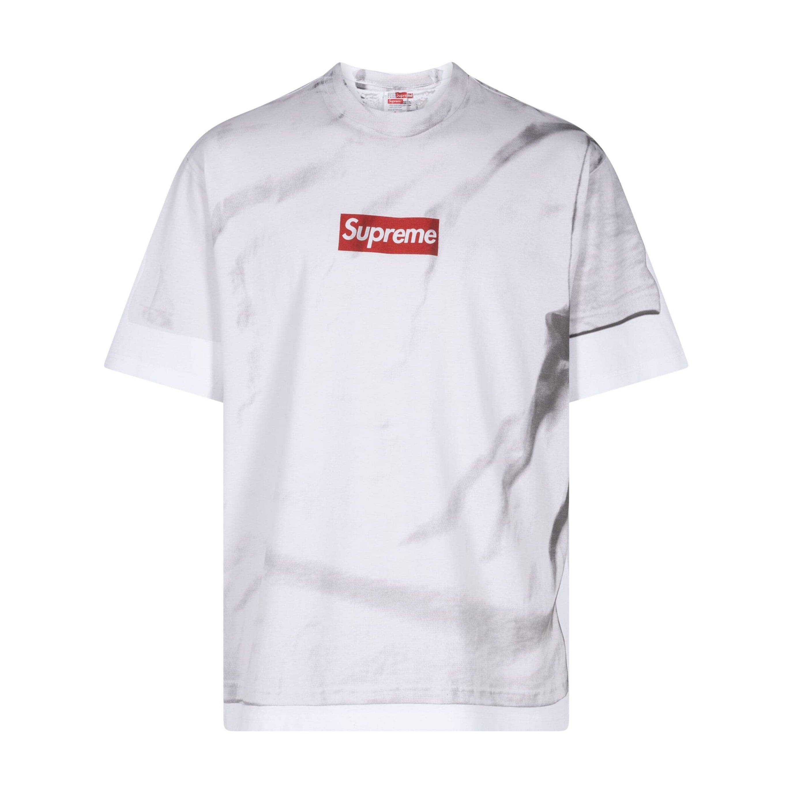 Supreme x MM6 Maison Margiela Men's and Women's Summer Deconstructed False Two Piece Square Logo Short Sleeve T-Shirt #99239